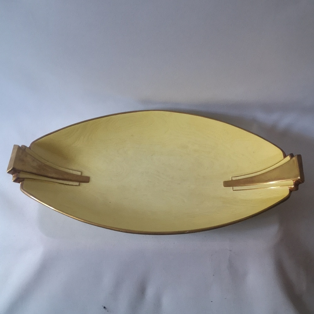 Vintage MCM Display Bowl Lovely Yellow with Gold Accents, Carlton Ware, England